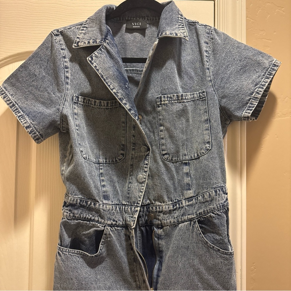Vici Light‎ Blue Denim Jumpsuit